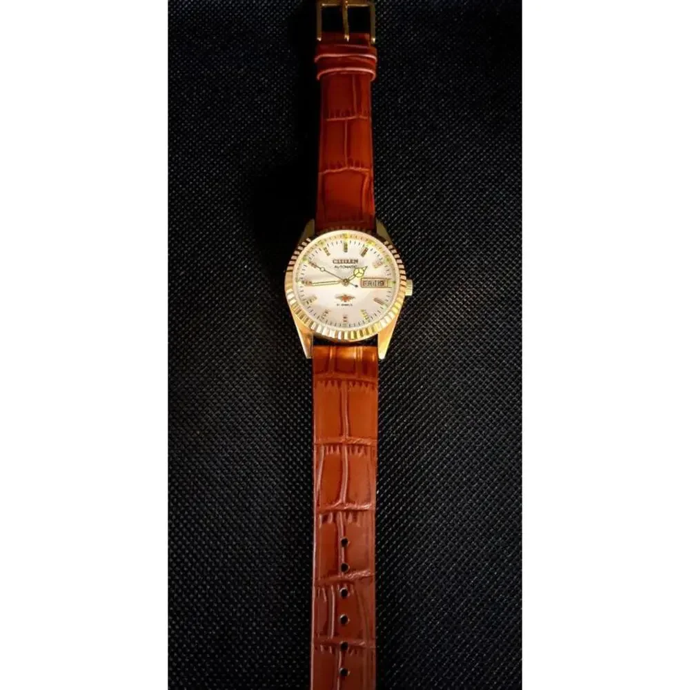 Vintage Men's Automatic Citizen Eagle 7 Leather Watch RARE